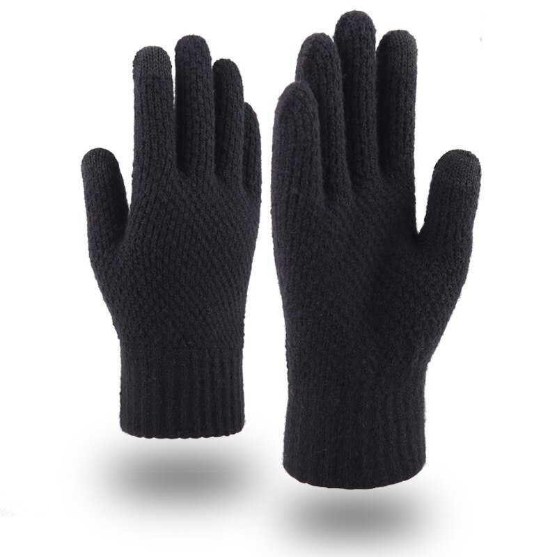 Touch Screen Gloves Men's Jacquard Plus Velvet Winter Thick Knitted Warm Woolen Gloves: A331D-19