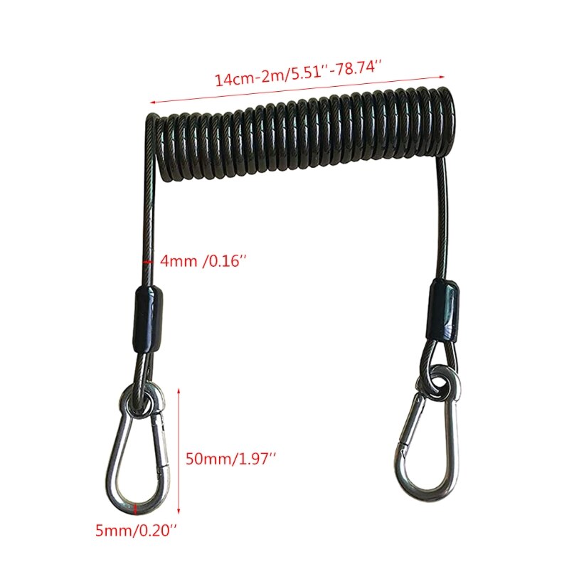 Retractable Tool Lanyard, Fishing Coiled Lanyard, Stainless Steel Inside Heavy Duty Fishing Safety Rope Extension Cord Tether, f