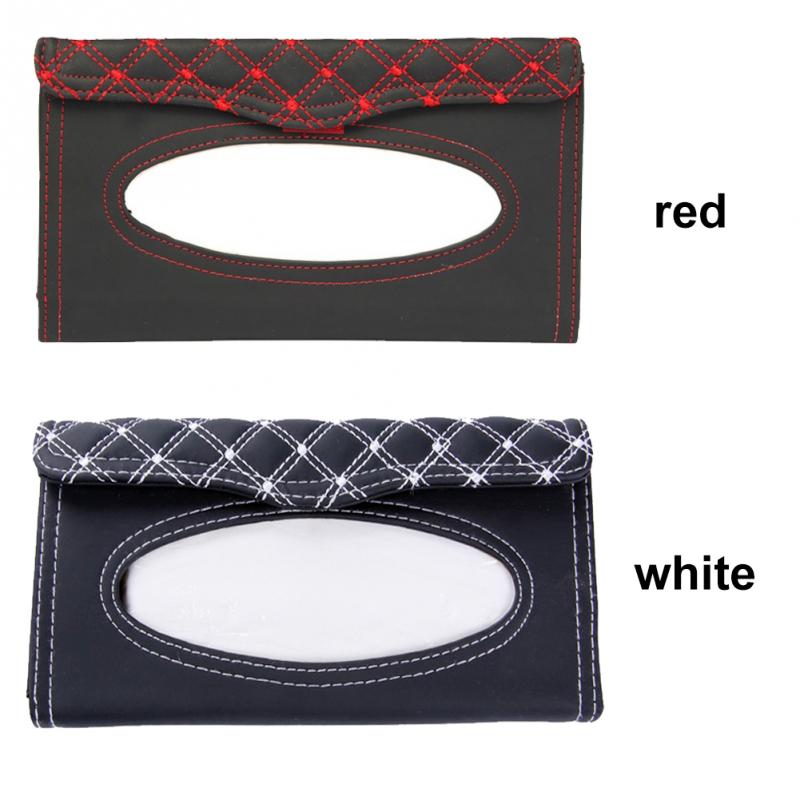 Universal Car Kit Tissue Doos Auto Zonneklep Opknoping Type Pu Borduurwerk Patroon Magic Sticker Tissue Cover Auto-interieurs