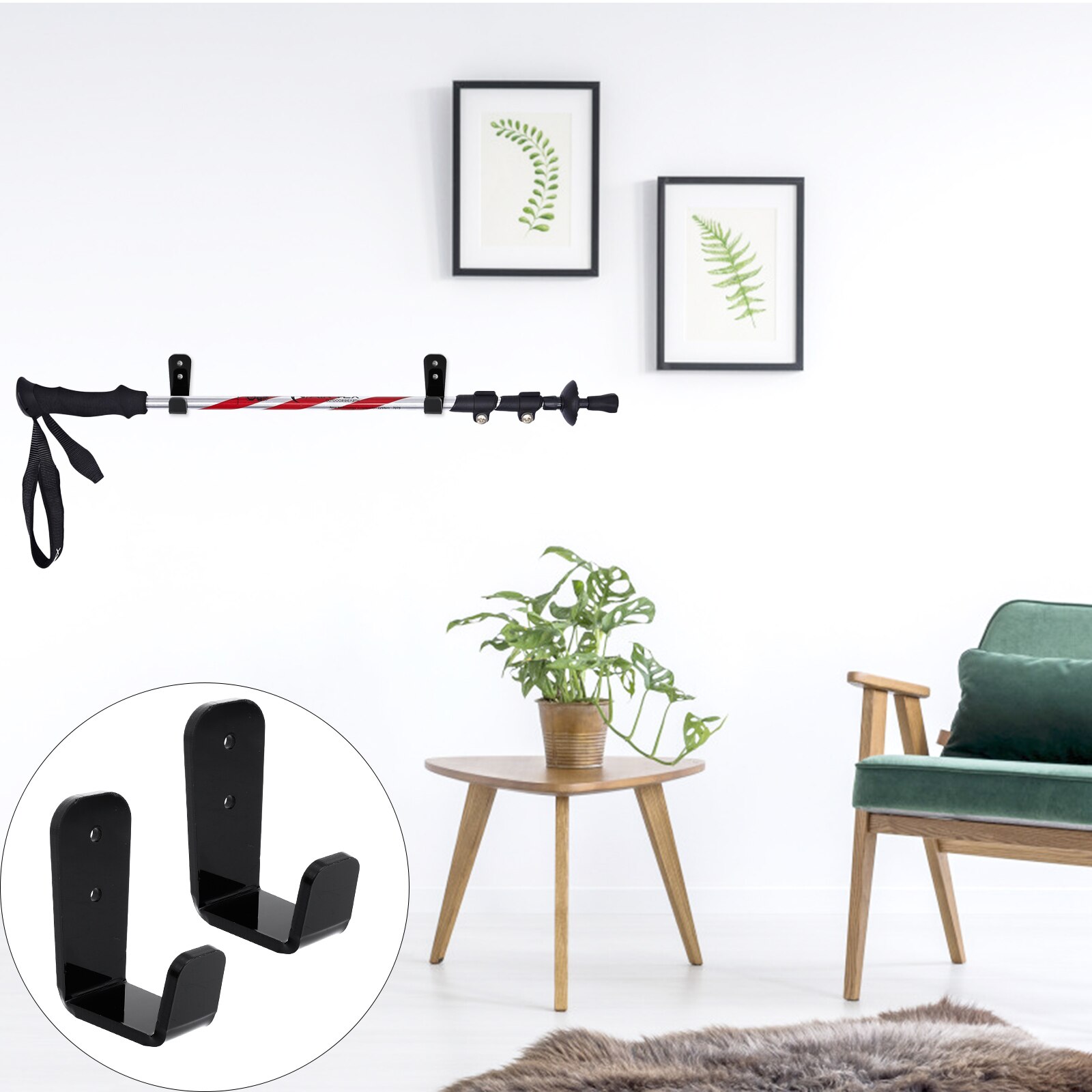 2 sets multifunktionale hängeständer, hockeyschlägerhalter, trekkingstockregal