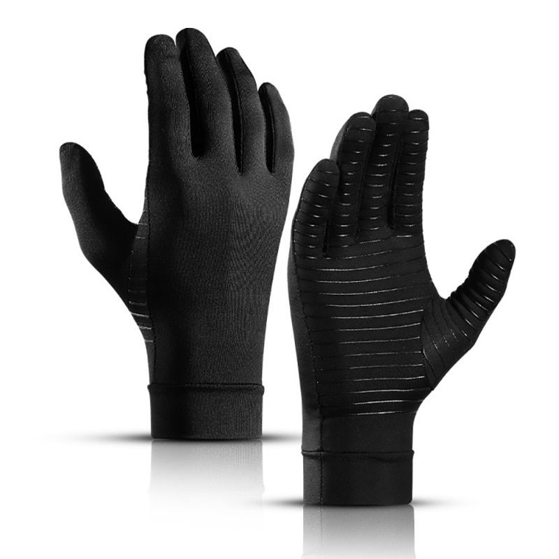 Een Paar Antislip Fietshandschoenen Full-Vinger Handschoenen Koper Fiber Rijden Accessoires Compressie Handschoenen Voor Artritis Biedt