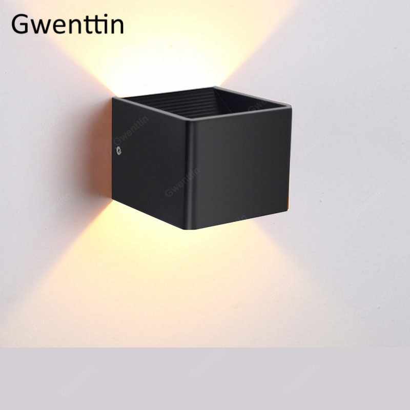 7W Nordic Vierkante Wandlampen Moderne Verlichting Voor Thuis Led Spiegel Lampen Badkamer Slaapkamer Lamp Ijzer Blaker armatuur: Black / Warm White (2700-3500K)