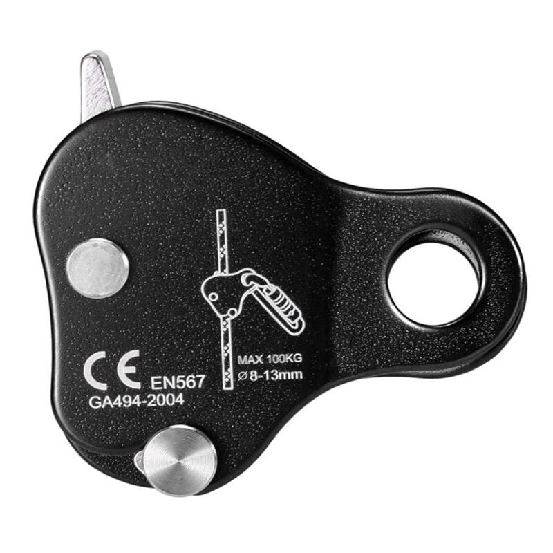 Rope Ascender,Rock Climbing Tree Arborist Rope Grab Self-Locking Rope Grip for Outdoor Climbing and Rescue 8-13MM: black