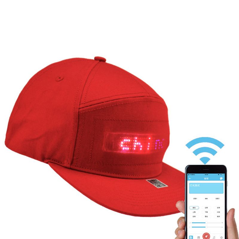 Mannen Vrouwen Bluetooth Led App Controlled Baseball Hoed Bericht Display Hip Hop Cap: A