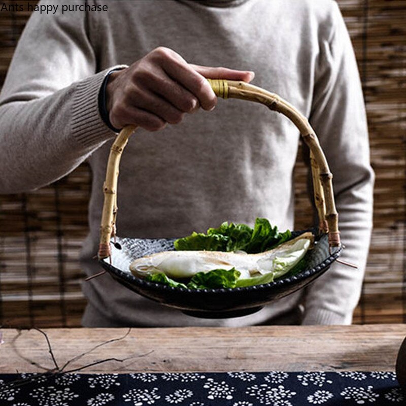 Japanese-style Hand Painted Irregular Ceramic Plate Restaurant Hotel Decorative Tableware Hanging Plate Fruit Basket Decoration