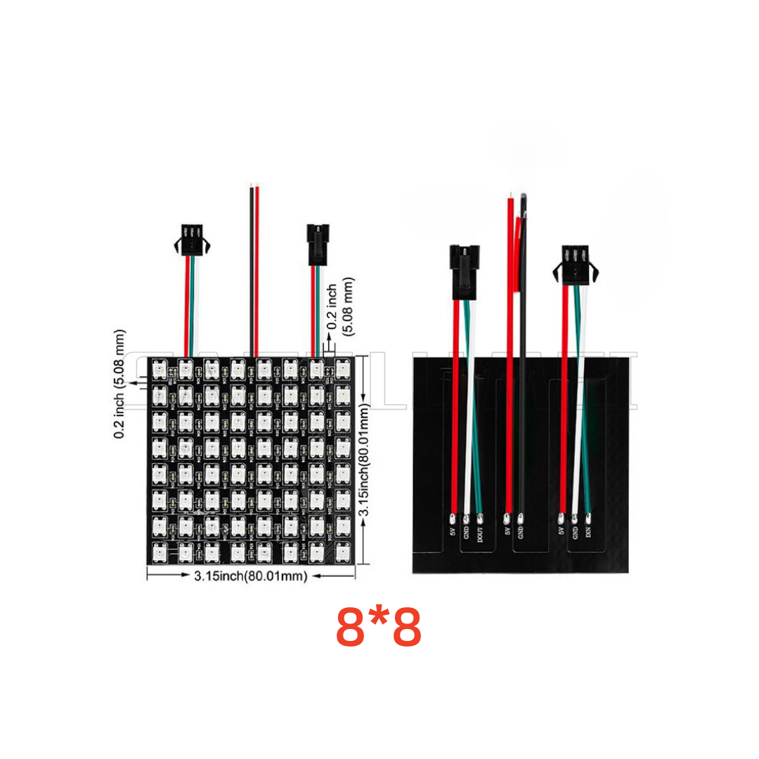 Ws2812b rgb led digital fleksibel individuelt adresserbar led panellysstripe  ws2812 8 x 8 16 x 16 8 x 32 modulmatriseskjerm  dc5v: Hvit