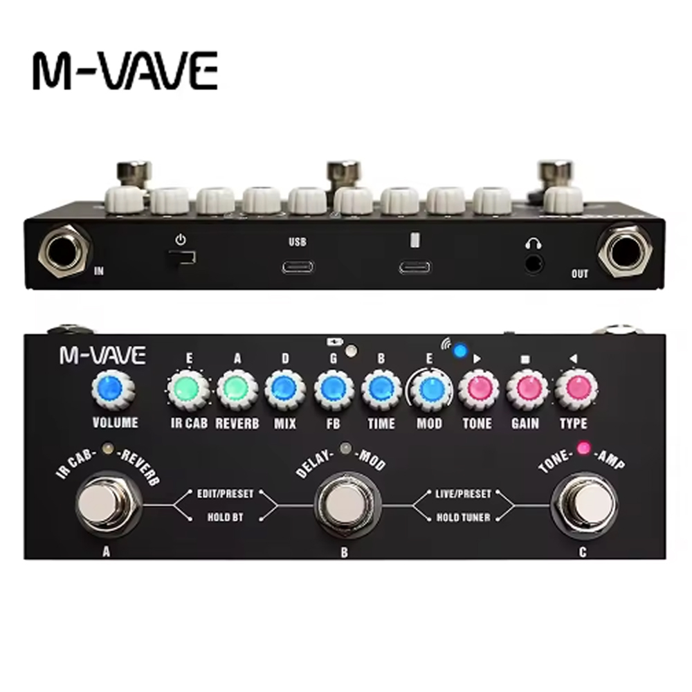 M-vave tank-g/tank-b/cubebaby bas/cubebaby ac/cube baby/tank mini genopladelig multieffektpedal til elektrisk akustisk guitar: Rød