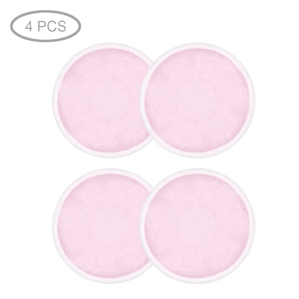 Toallitas limpiadoras reutilizables de algodón para maquillaje, desmaquillantes, lavables, de tres capas, de bambú suave con bolsa de lavandería de malla, herramienta de maquillaje: 4pcs Pink