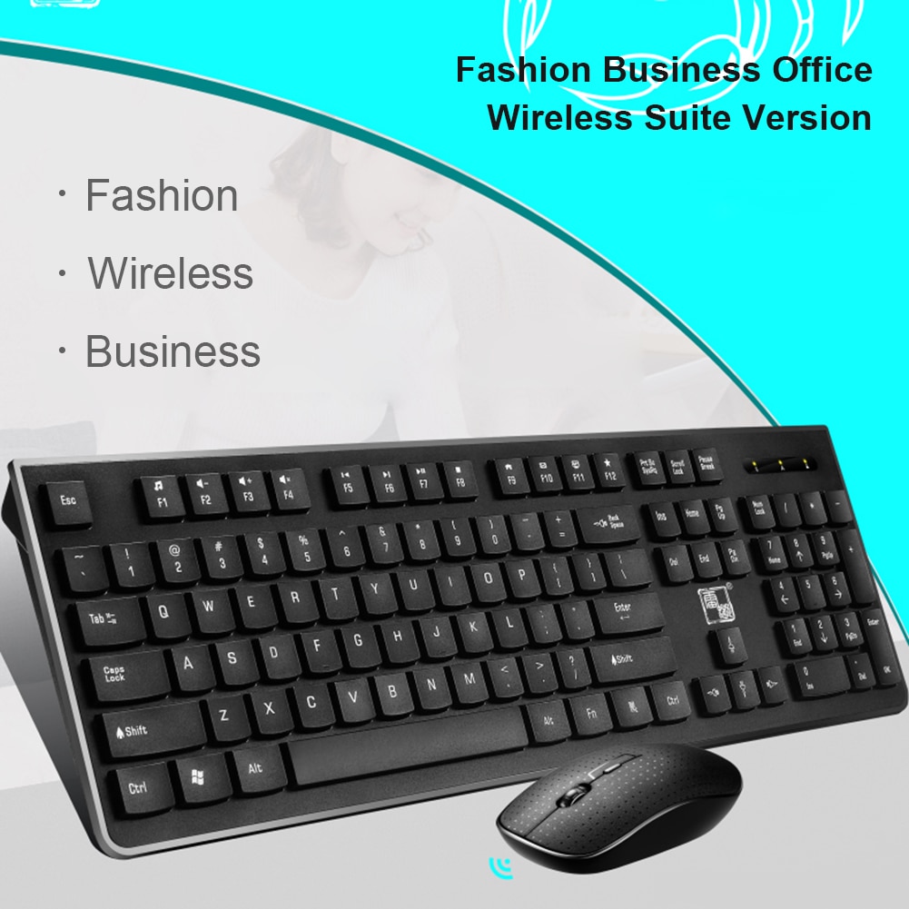 LX710 Wireless Keyboard Mouse Set 2.4GHz USB Receiver Ultra Slim Keyboard 4 Buttons Optical Mice Home Office Set for Laptop PC