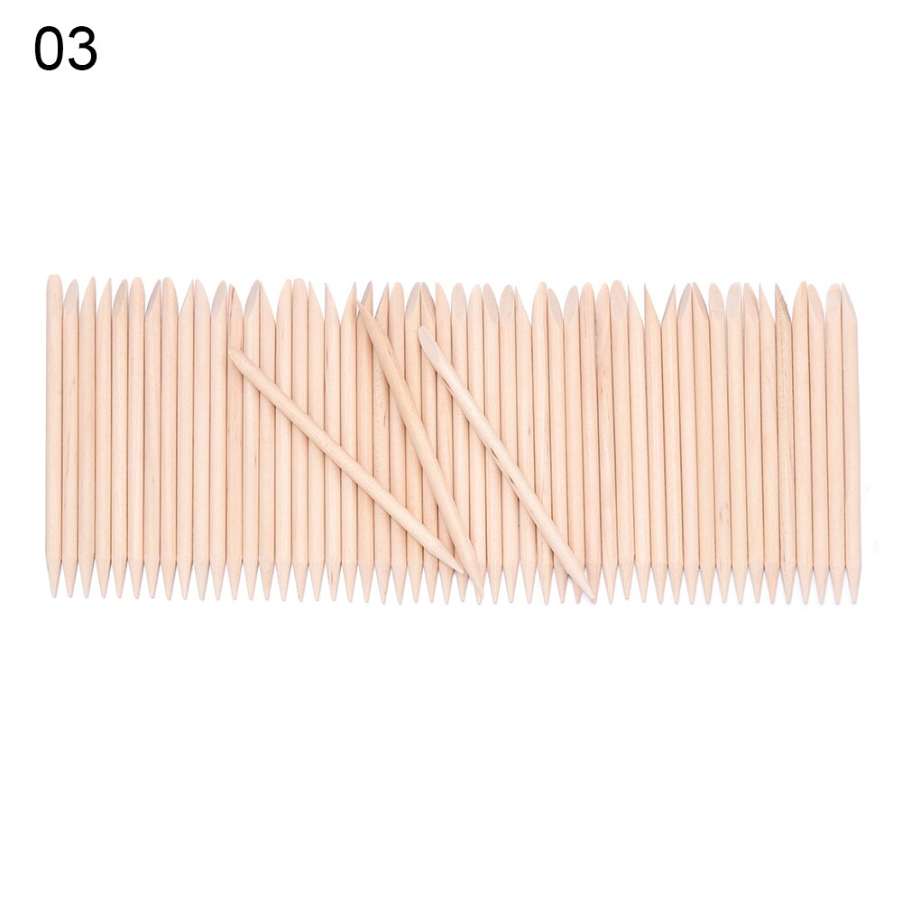 10/30/50/100 stk orange træpinde til neglebånd pusher neglebånd fjern værktøj gafler til negle eksfoliering manicure værktøj neglekunst: 3 50 stk