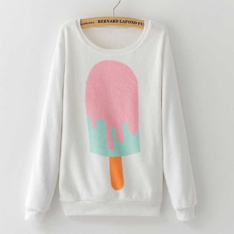 Hiver Harajuku femmes pull éléphant chien impression numérique hauts femme rouge à lèvres flanelle pulls femme dame pulls: XAM31D
