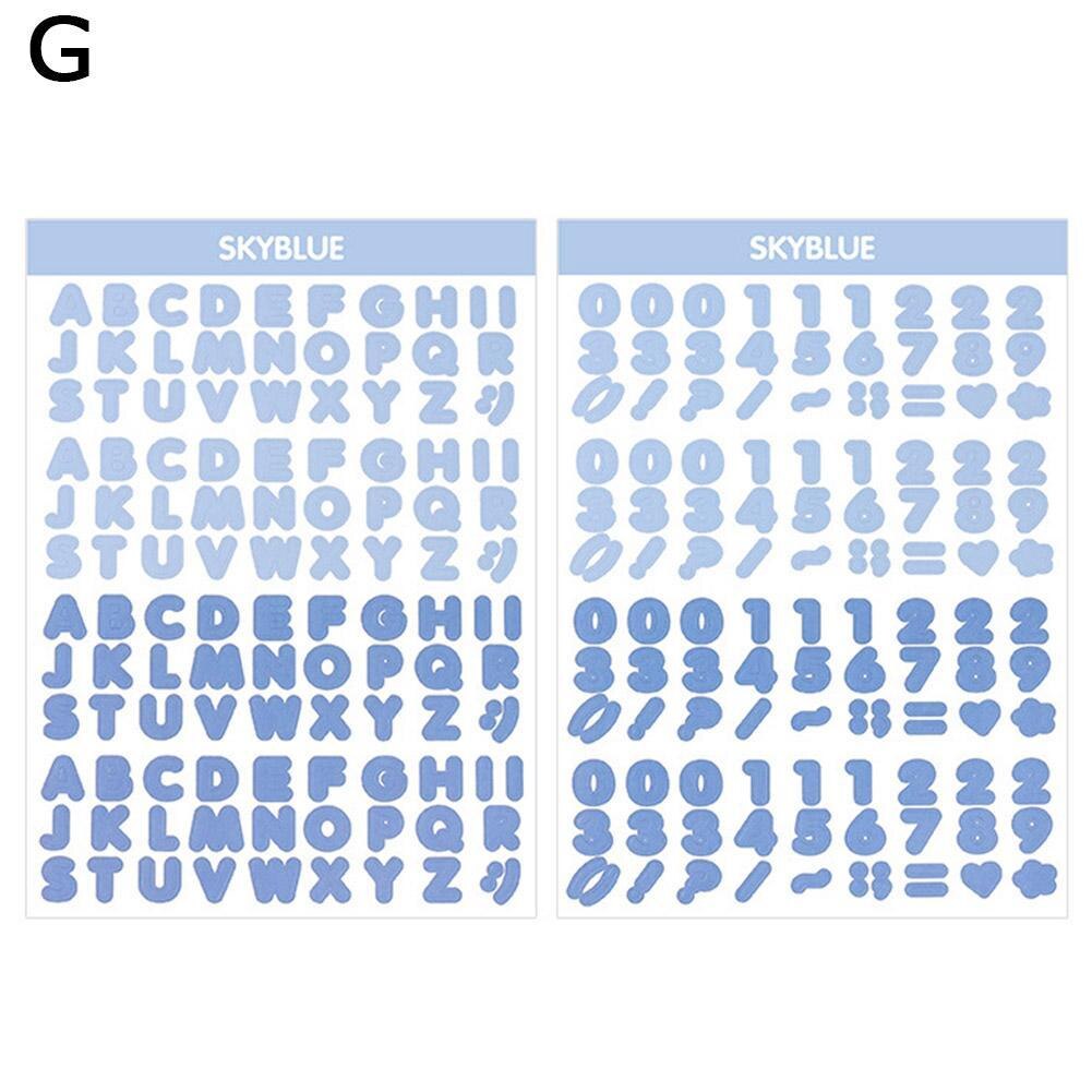Korean 2pcs Number Digital Sticker Letter Alphabet Stickers Notebook Planner Stationery Scrapbooking Cute Journaling Decora Y1S0: sky blue