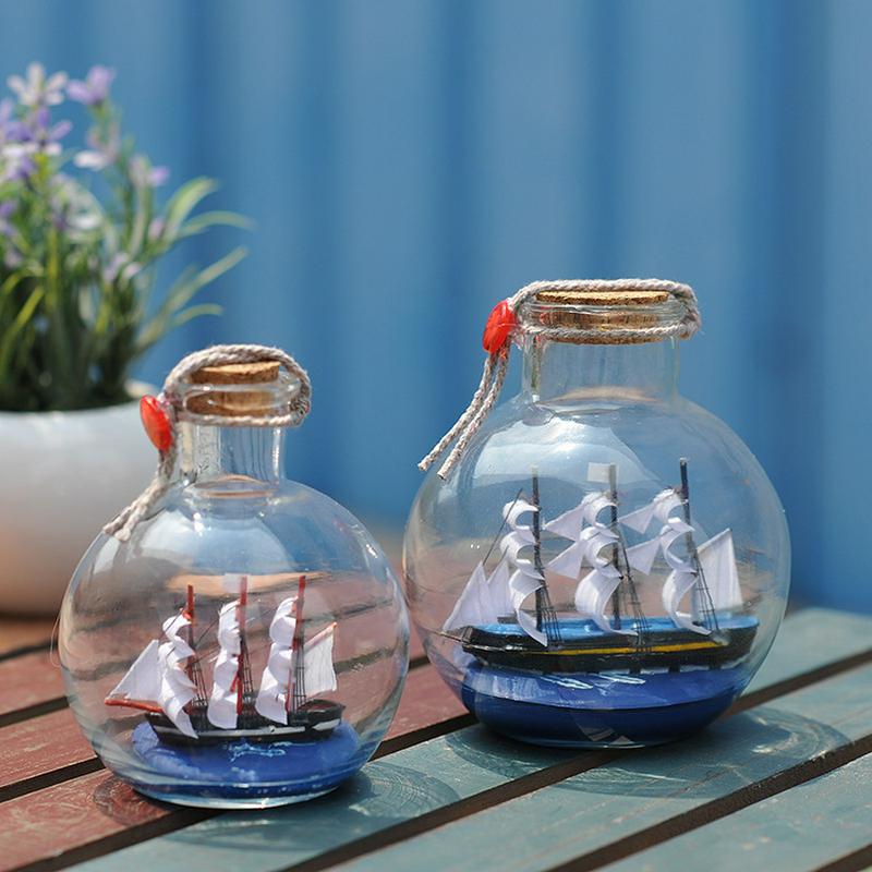 Creatieve Zeilboot In Drift Fles Mediterrane Stijl Glas Piratenschip Wishing Fles Unieke Fles Home Decor Ambachten
