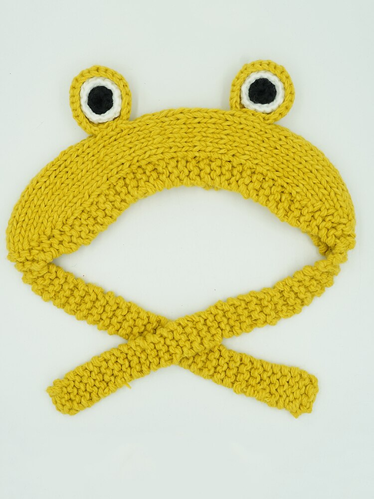 Funny Dog Cat Frog Hat Cute Pet Dog Costume Warm Knitting Wool Pet Hats Green Yellow Dogs Cap Birthday For Pet Dogs