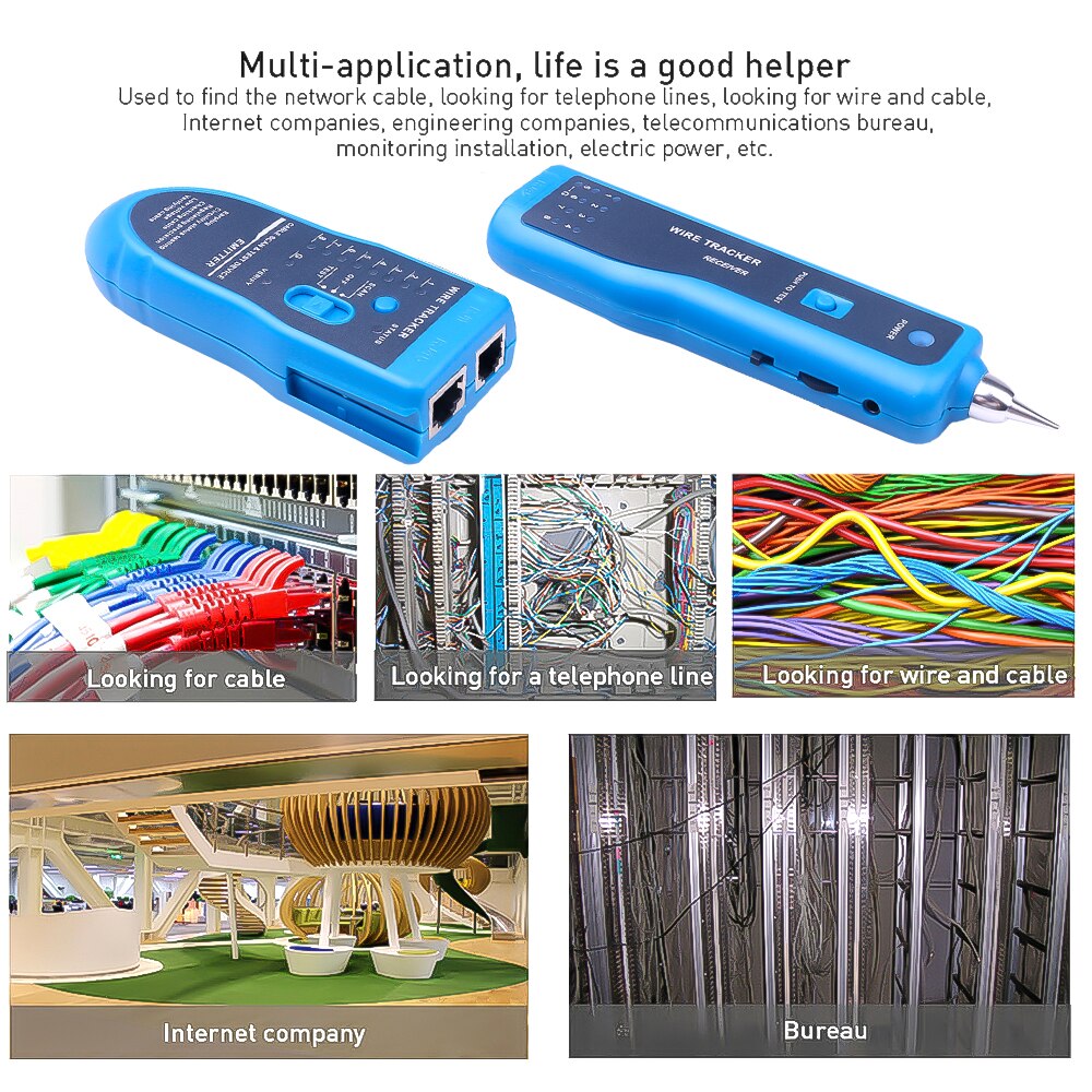 RJ11 RJ45 Cat5 Cat6 Wire Tracker Diagnose Tone Finder Telephone Wire Cable Tester Detector Networking Line Tracker Tools