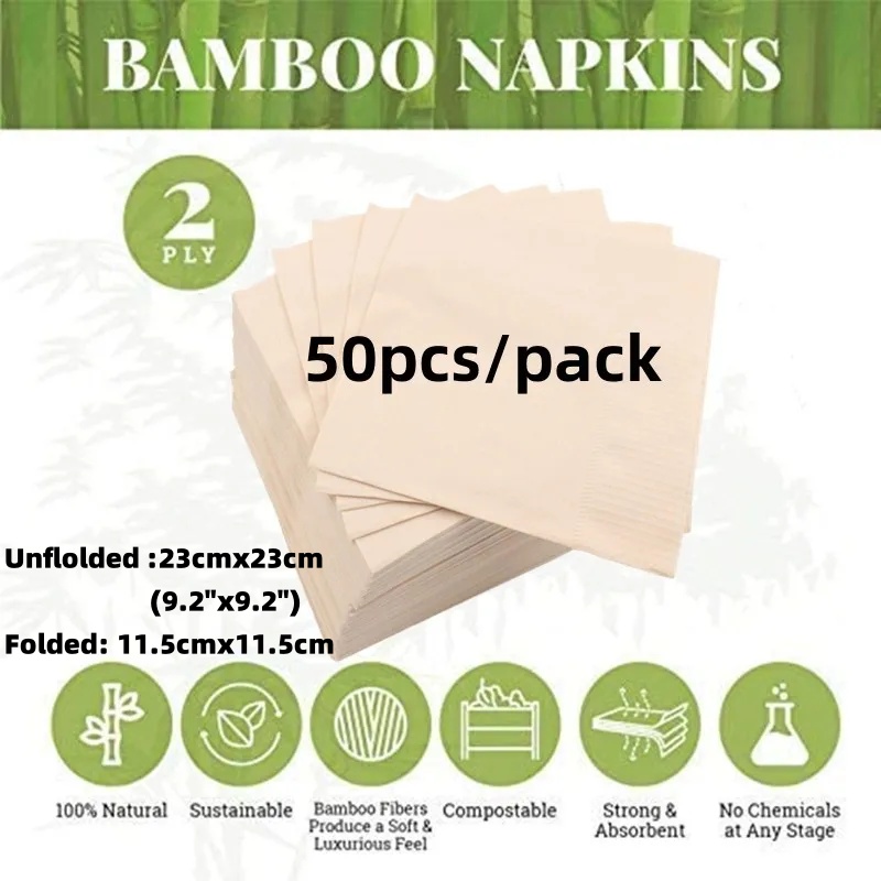 Serviettes de table en papier 100 % compostables et écologiques, parfaites pour les repas, les boissons ou les cocktails quotidiens jetables: Argent / 2 pcs