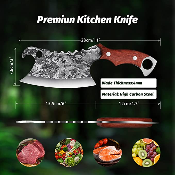 Chef Butcher Knife High Carbon Steel Handmade Forged Kitchen Knives Chinese Chop Cleaver Knife Cooking Tool With Wood Handle