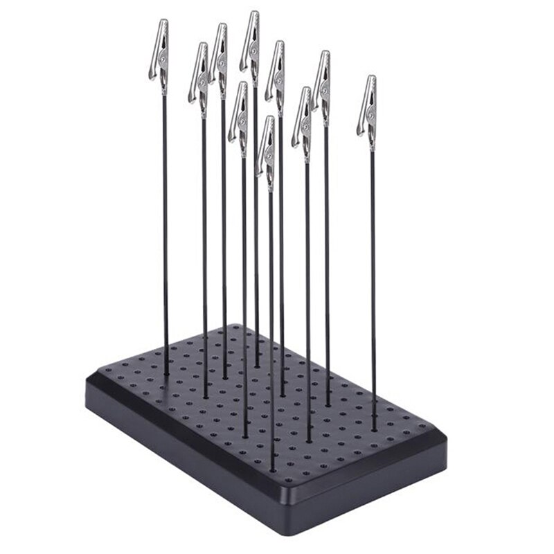 9X14 Holes Schilderen Stand Base Met 10/20Pcs Metal Alligator Clip Stick Voor Gundam Modelbouw tool Sets: Black