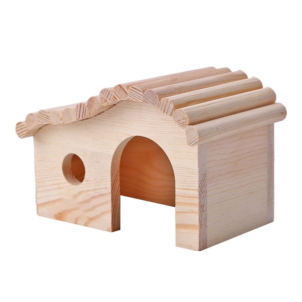 Wooden Hamster Nest Sleeping House Hut Toy Hedgehog Bed Dodge Assembly Chinchilla Mouse Hamster Nest Pad Small Animal Supplies