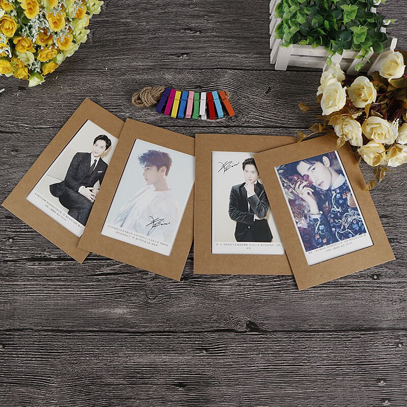 Cadre Photo avec Clips et corde 3/4/5/6/7 pouces | Cadre mural pour bannière, décoration pour Album Photo soi-même et mariage: Marron / 3 Inch