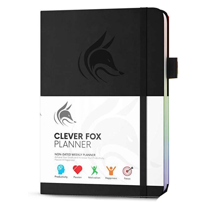 Monthly weekly planner agenda organizer diary notebook stationery daily goal tracking plan A5 leather hardcover office plan