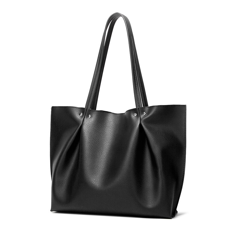 Smooza grote capaciteit pu leren schoudertassen voor dames luxe dames handtassen zwarte tas een hoofd