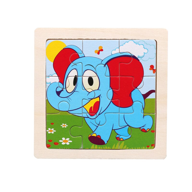 Intelligence Kids Toy Wooden 3D Puzzle Jigsaw Tangram for Children Baby Cartoon Animal/Traffic Puzzles Educational Learning Toys: Elephant