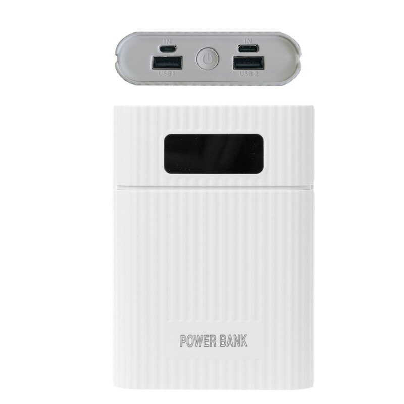 Anti-Reverse 18650 Battery DIY Power Bank Box LCD Display Dual USB Charger Light: White