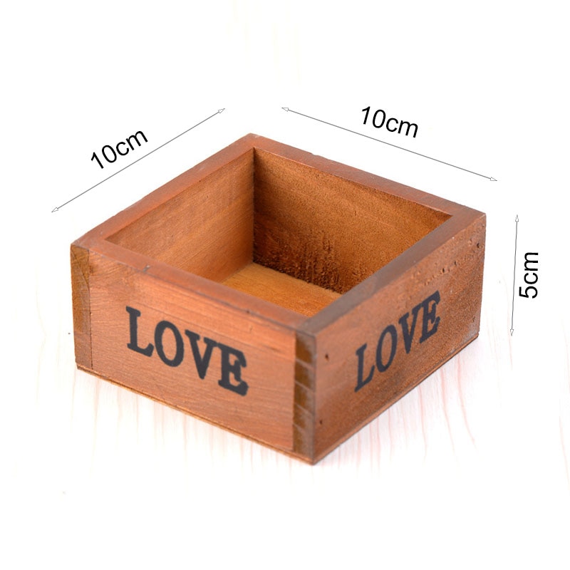 Maceta de madera para decoración de jardín, macetas, almacenamiento de artículos variados, suculentas, cajas de almacenamiento de madera, decoración del hogar: square