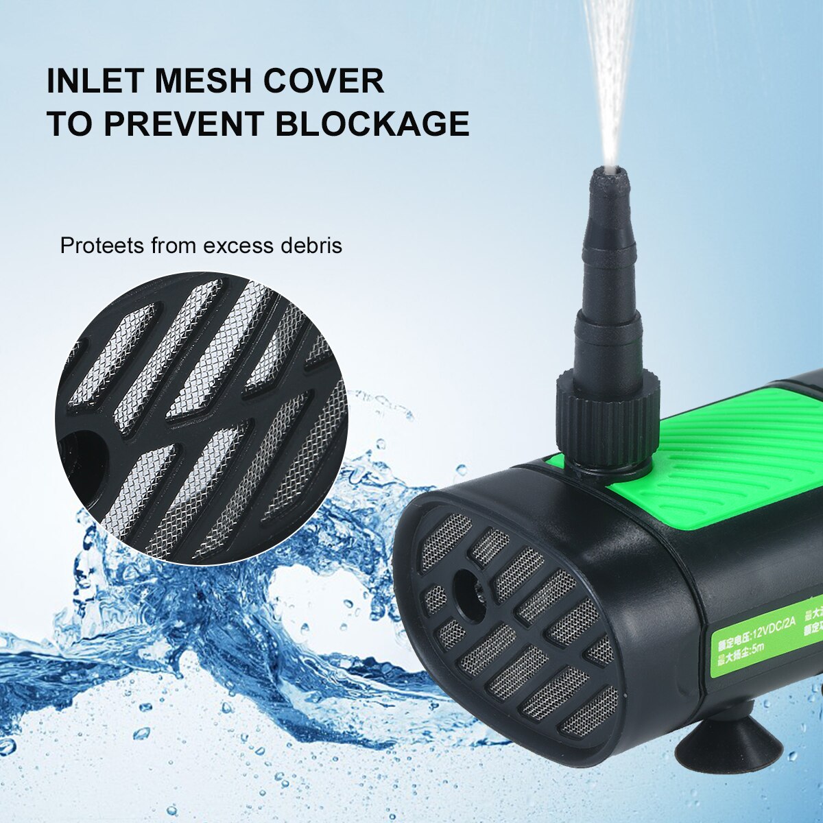 12V DC Brushless Submersible Water Pump 30W Ultra Quiet Water Pump 7L/Min with 10ft High Lift 3 Size Nozzle for Pond Fish Tank