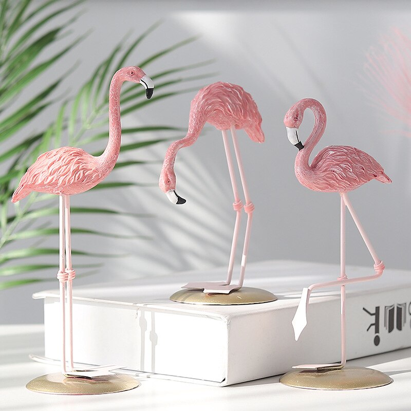Creatieve Home Decoratie Verjaardag Nordic Hars Flamingo Beeldjes Handgemaakte Roze Flamingo Model Desktop Ambachten