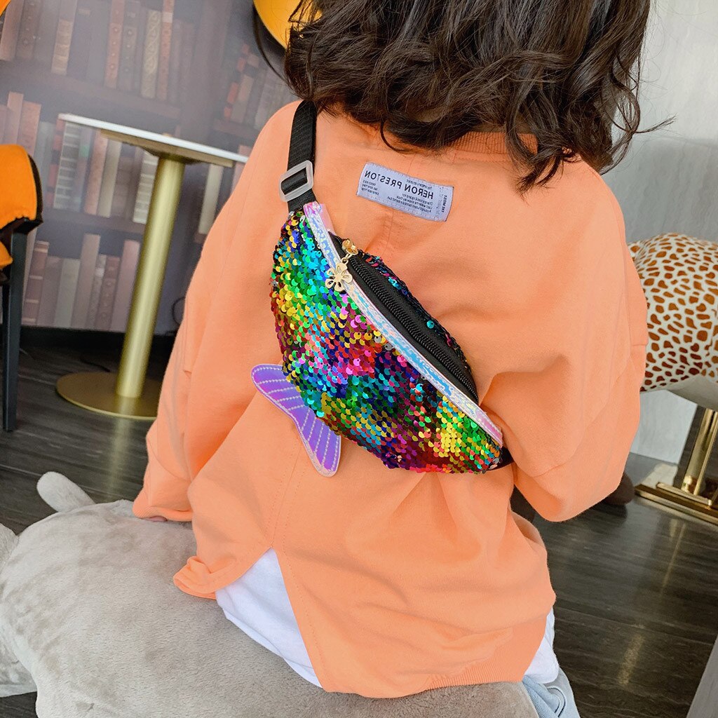 Sequins Children Shoulder Bag Chest Bag Women Sequins Fishtail Messenger Bag Winter Luxury Crossbody Bags For Women #C1