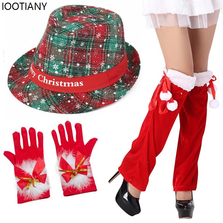 Christmas Element Three-piece Set Autumn Winter Xmas Top Hat Christmas Thickened Warm Hat Circle Headgear Party Dress Up
