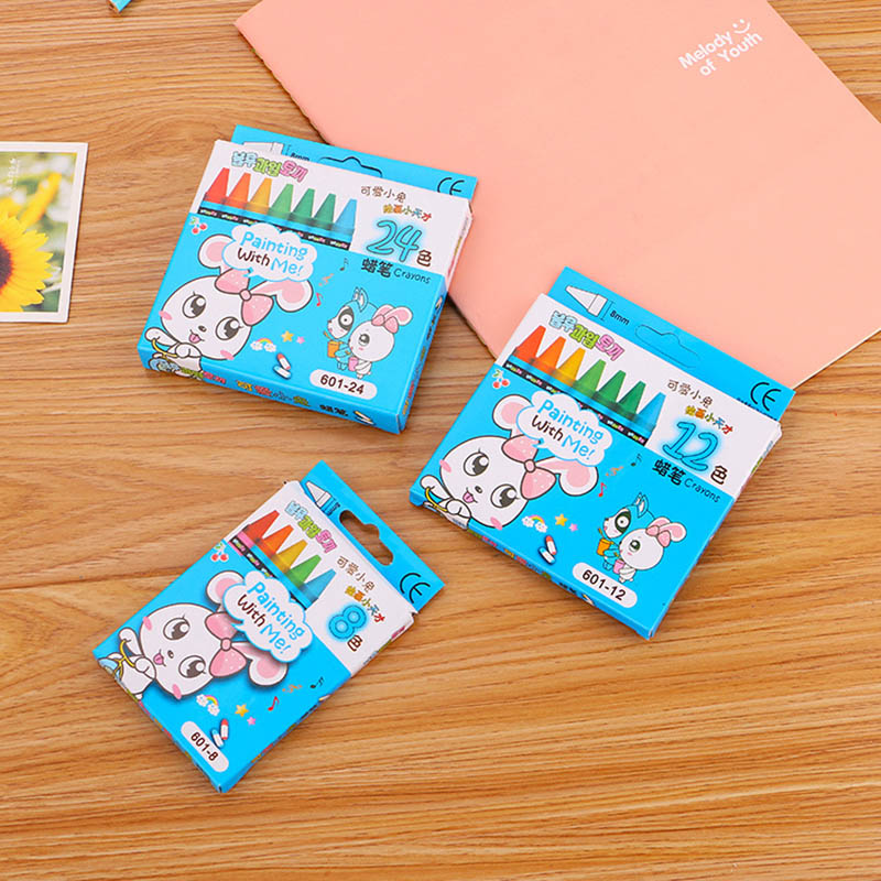 Juego de crayones de colores Kawai 8/12/24 para niños, grafiti, dibujo de bocetos, papelería coreana, suministros escolares de oficina