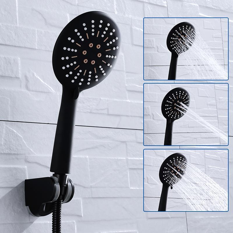3 Functie Matte Zwarte Hand Held Douchekop Wandmontage Douche Set Met Slang En Douche Houder