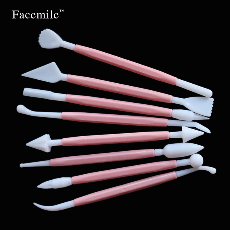 Juego de Herramientas de modelado de pasta de goma para Fondant, cortador de modelado de azúcar doble, escultura rosa, molde de arcilla polimérica Fimo, 8 Uds.