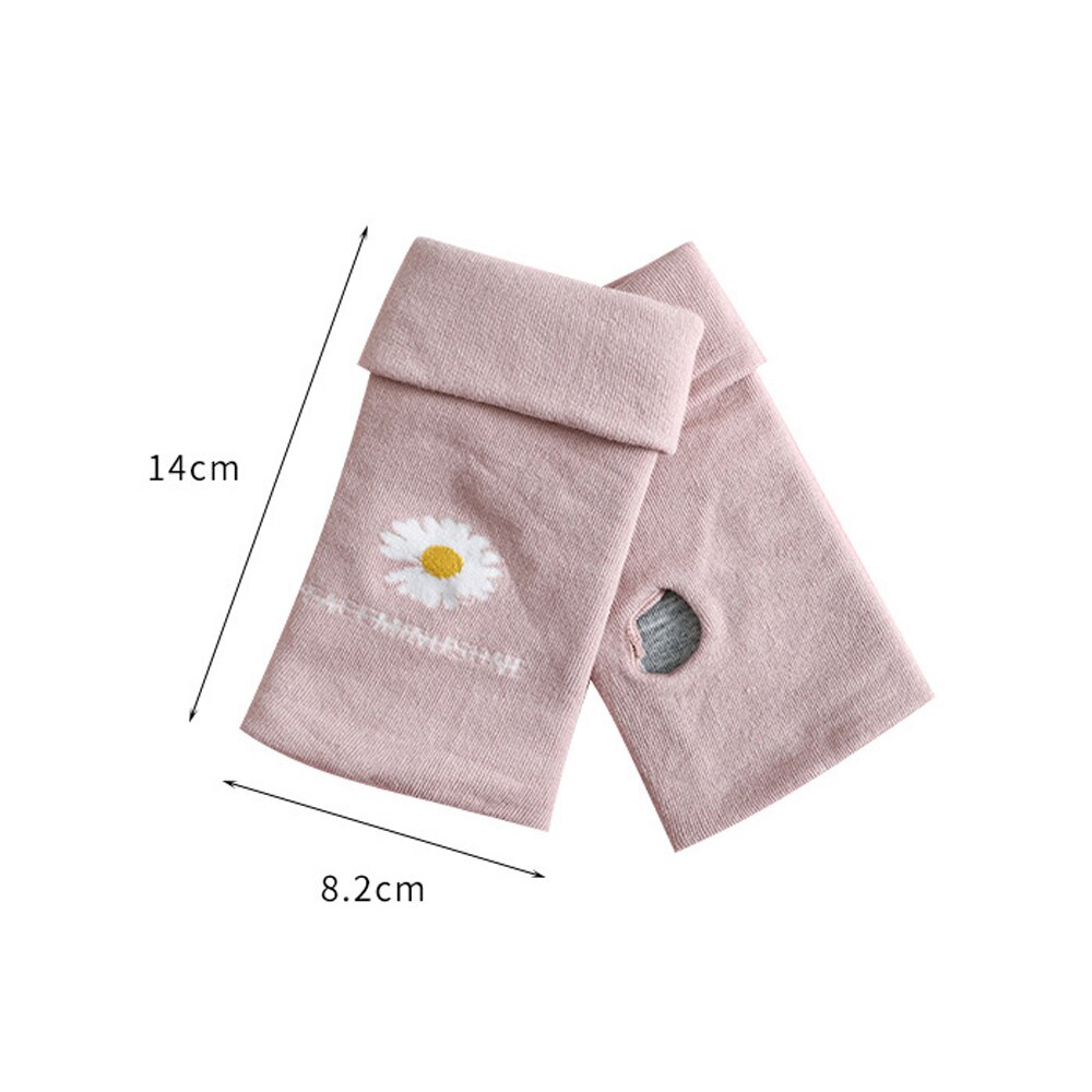 Rękawiczki bez palców kreskówka dinozaur kwiat z designem serca rękawiczki z dzianiny kobiety ciepłe zimowe różany palec ręka rękawice z jednym palcem