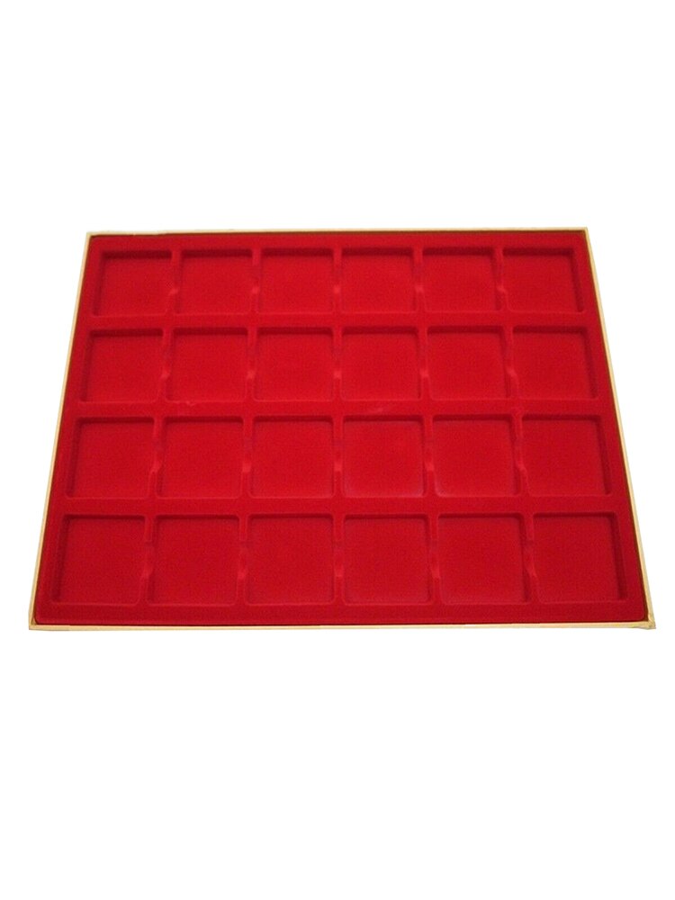 24 Grids Red Display Tray Storage Case For 2''x2'' Cardboard Coin Holders