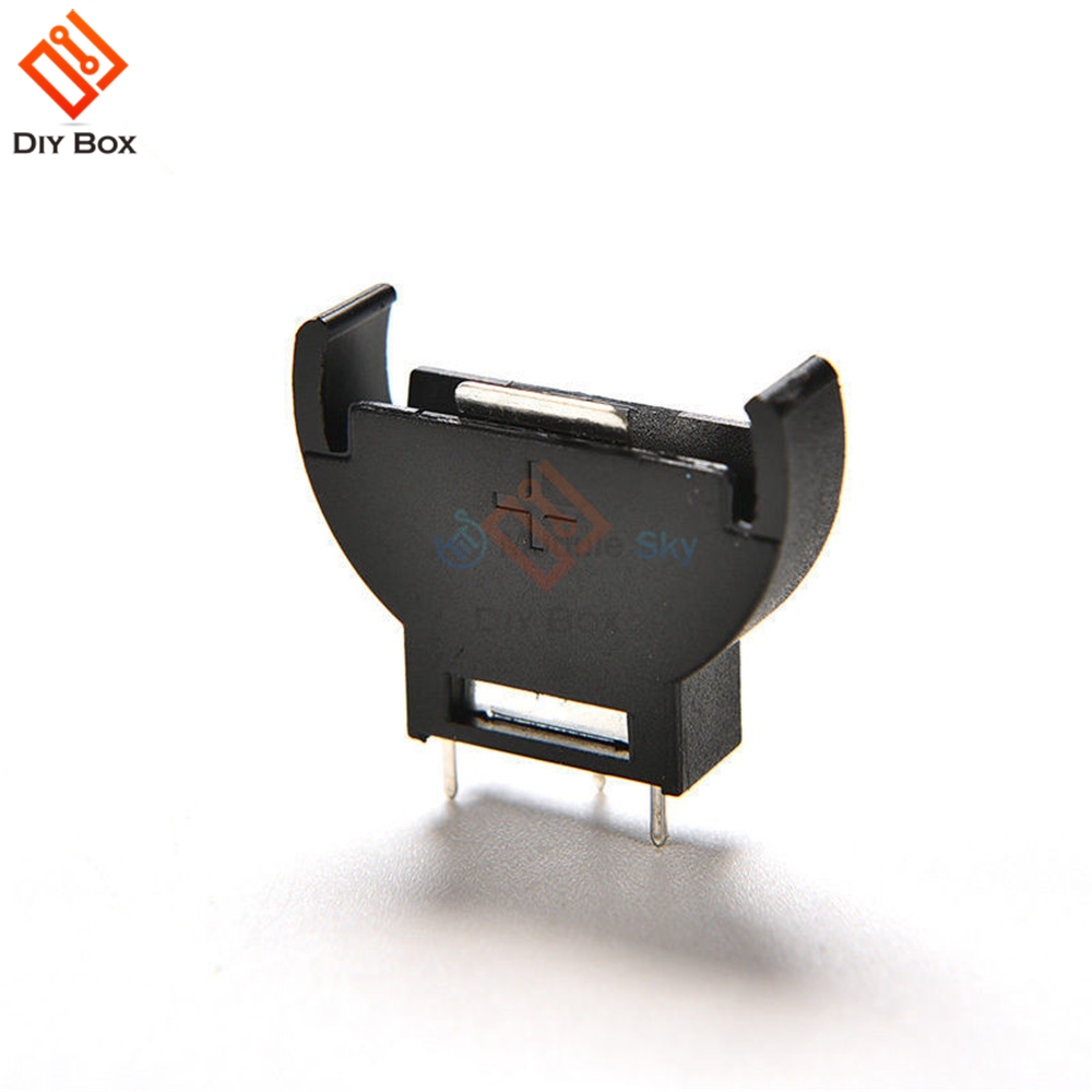 10 pces plástico preto cr2032 2032 3v meia-redonda pilha moeda bateria soquete titular caso módulo caixas de bateria vertical inline 3 pinos