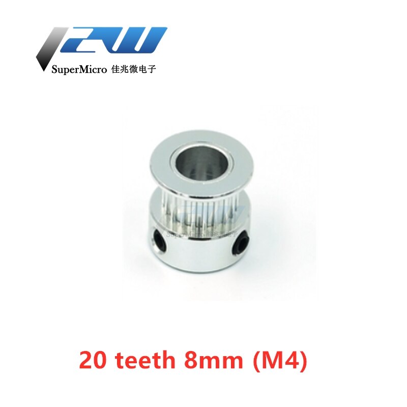 Gt2 16 / 20mm tandet diameter 5mm 6.35mm 8mm remskive aluminium tandhjul til 6mm bredder 2gt bælte til 3d printerdele: 20t-8b