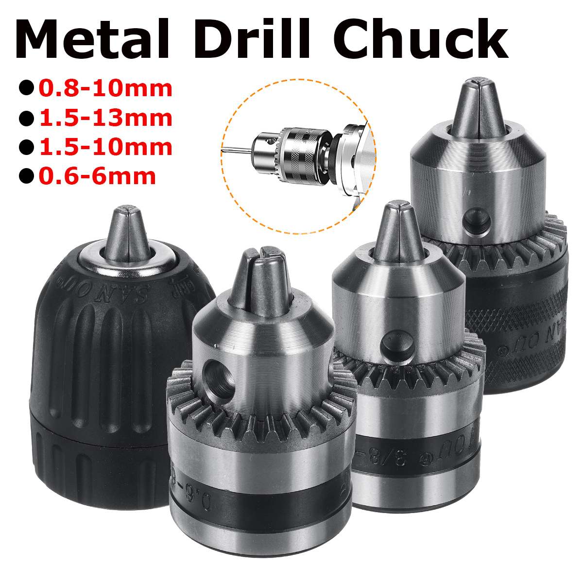 3/8 24UN Thread Drill Chuck Conversion Drill Chuck Adapter Convert Impact Wrench Into Electric Drill Keyless 3 Jaw Chuck