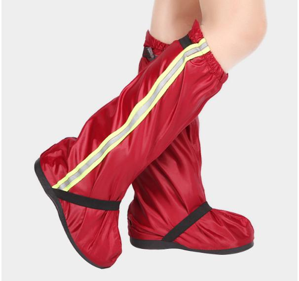 Housse de chaussure de moto Oxford tissu hommes et femmes imperméable et pluie épaississement équipement d'équitation longue jambe couverture porter bas: red / XXL