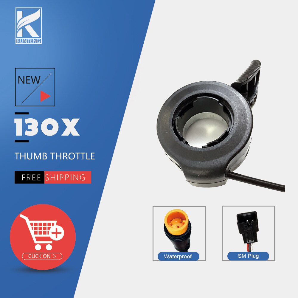 Ebike Thumb Throttle 12V 24V 36V 48V 52V 60V 72V 130X Vinger Duim throttle 3 Pin Waterdichte Connector Elektrische Scooter