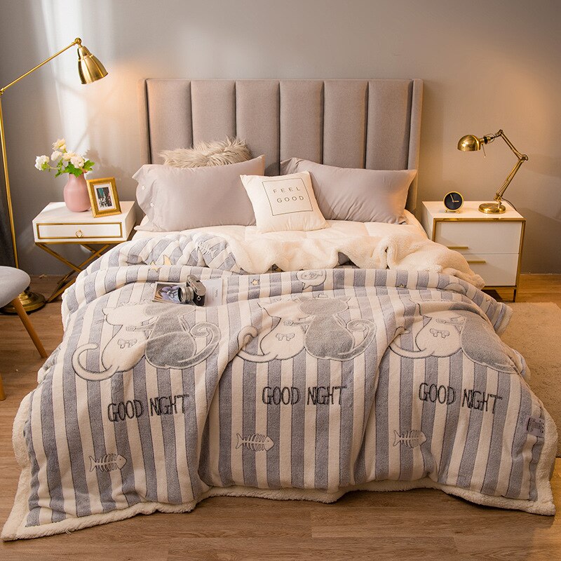 Super Warme Decke Luxus Dicke Decken Für Betten Vlies Decken und Wirft Winter Erwachsene Bett Abdeckung: Stil A / 180x200cm
