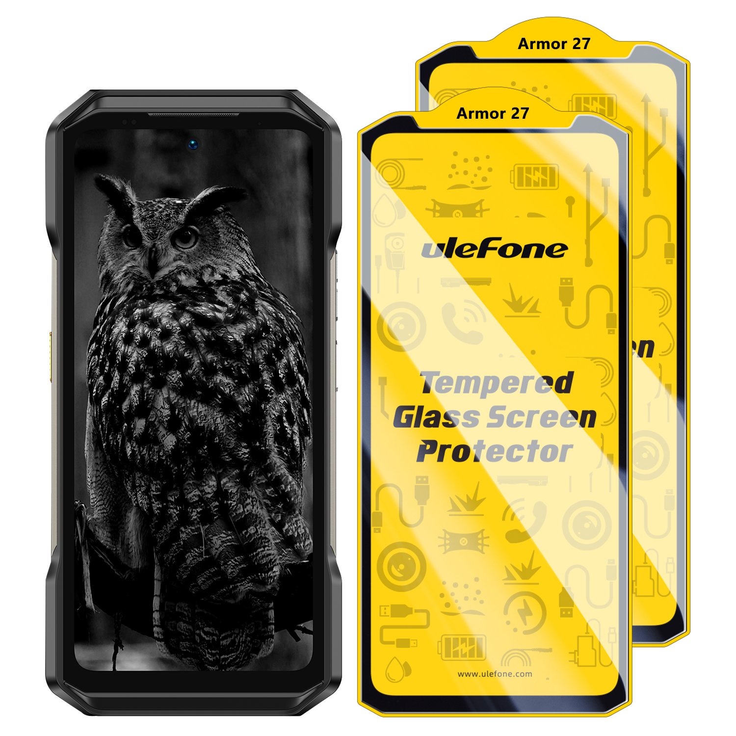 2 stuks/set ulefone armor 34 pro 27 26 25 24 23 22 mini 20 hd anti-vingerafdruk gehard glazen schermbeschermer krasbestendig glas: Paars