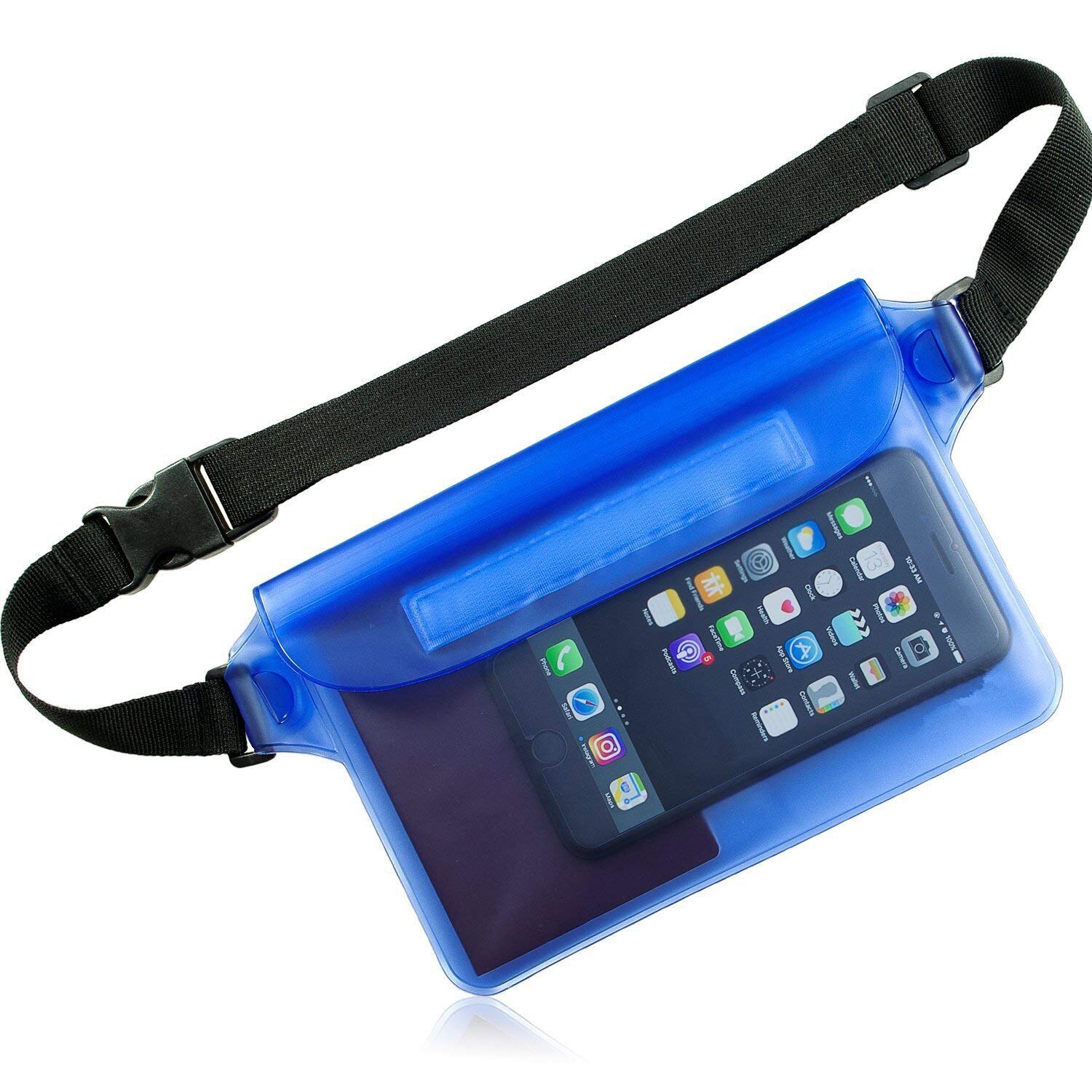 Bolsa impermeable de pvc para exteriores, bolsas de cintura para acampar, escalada, senderismo, deporte, funda bolsa seca con correa para el hombro en la cintura: Color azul