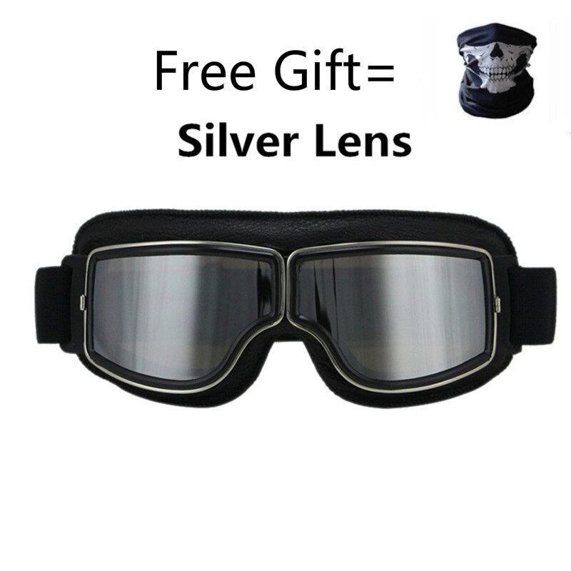Gafas de piel sintética para motocicleta, lentes ajustables de color para esquiar, nieve, hombre y mujer: silver