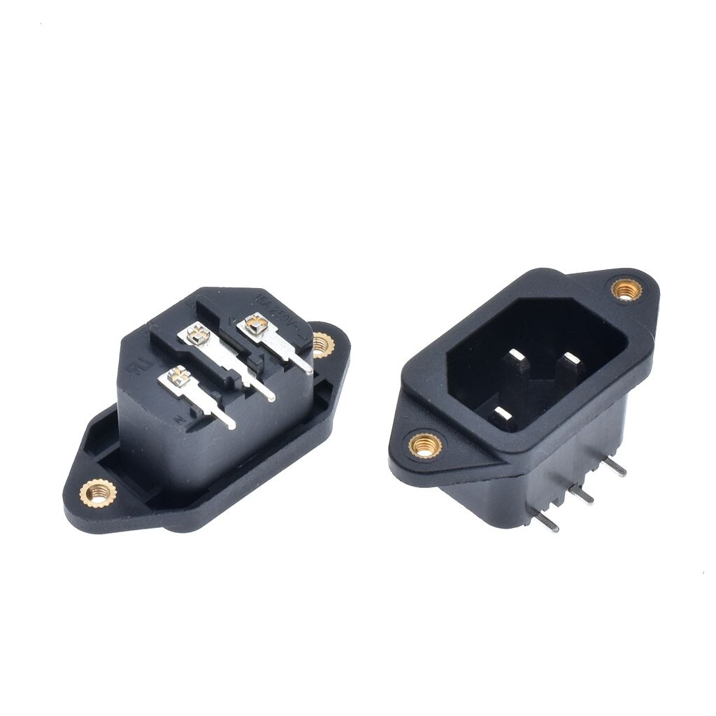 10Pcs 0V 10A Iec 320 C14 Panel Mount Plug Adapter Power Connector Socket Zwarte Schroef Mount 3 Pins inlaat Power Plug Socket