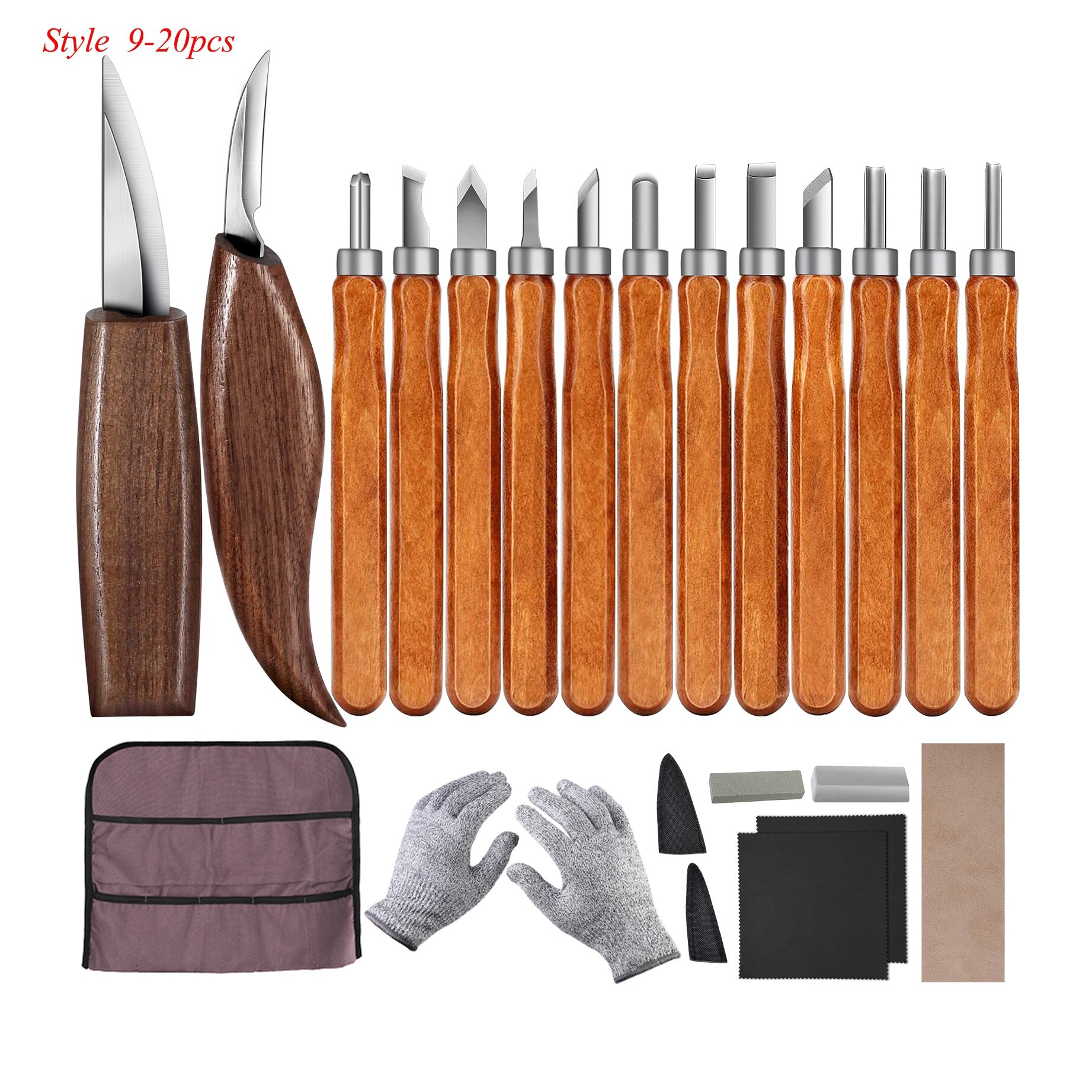 Wood Carving Tools Set Hook Carving Knife Kit for Beginners Detail Wood Knife Whittling Resistant Gloves Leather Sheath: Sky Blue