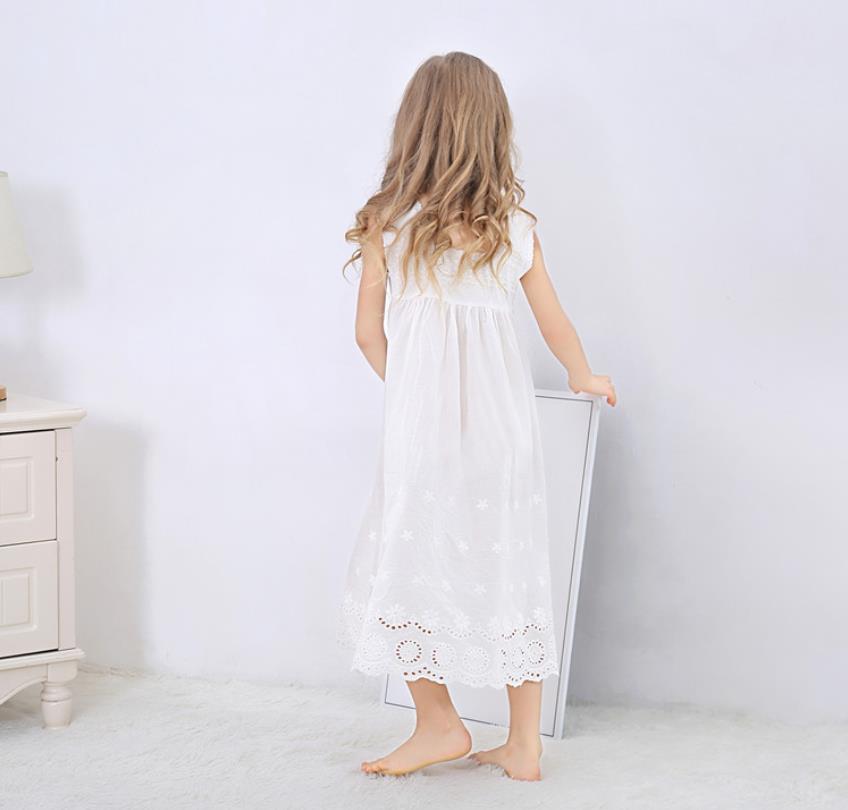 Toddle Girl White Nightdress Princess Dress Children Pajamas Nightgowns For Girls Kids Night Dress Girl Lace Sleeping Dress A270